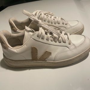 Veja V-12 Lace-Up Sneakers - Women's Collection | Beige